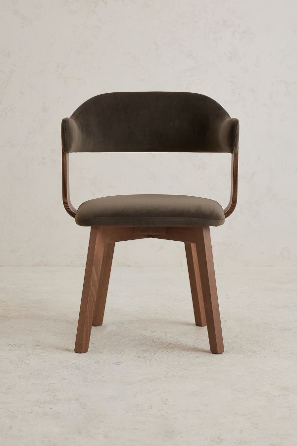 Slide View: 1: Brooke Velvet-Upholstered FSC Beech Wood Dining Chair