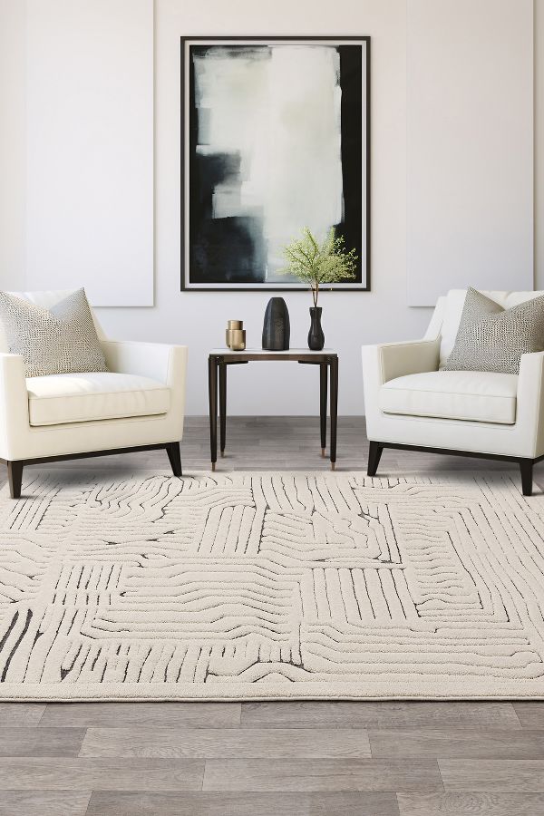 Slide View: 1: Valley Ivory & Charcoal Route Rug