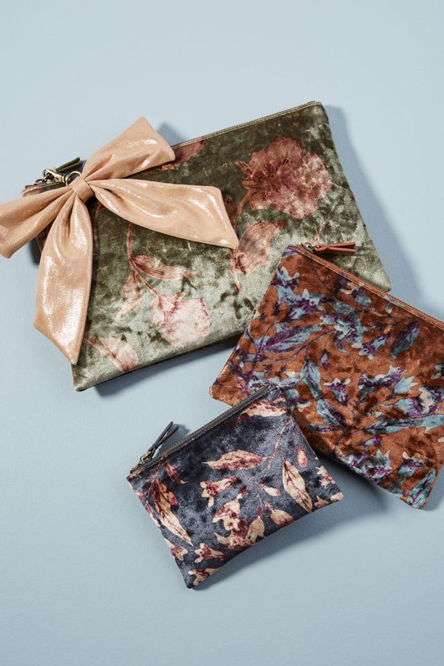 Velvet Floral Pouch Set Anthropologie