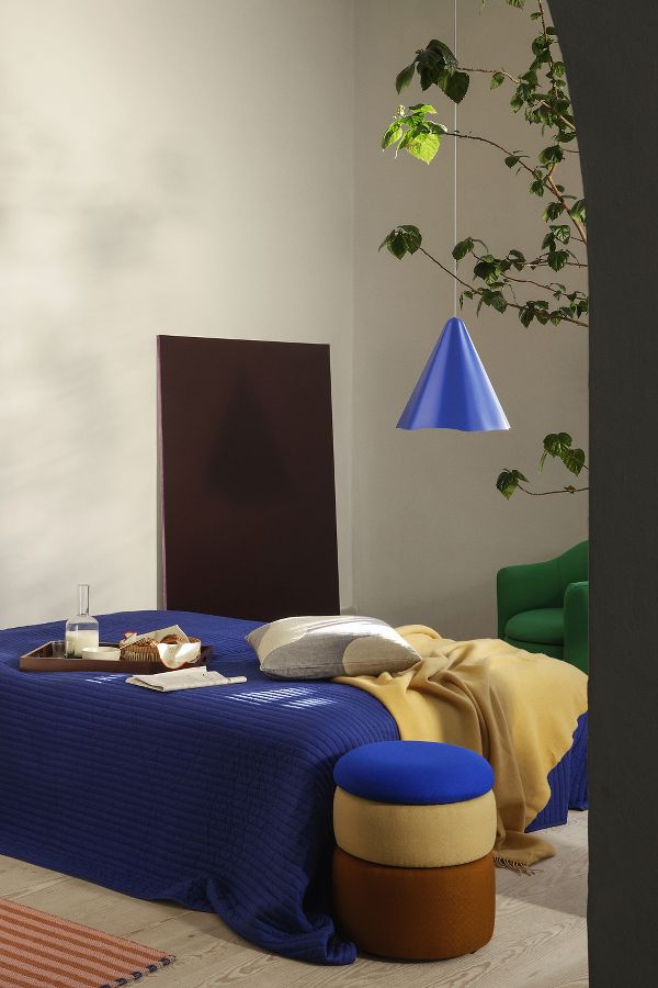 Slide View: 1: Broste Copenhagen Baja Blue Skirt Pendant Lamp