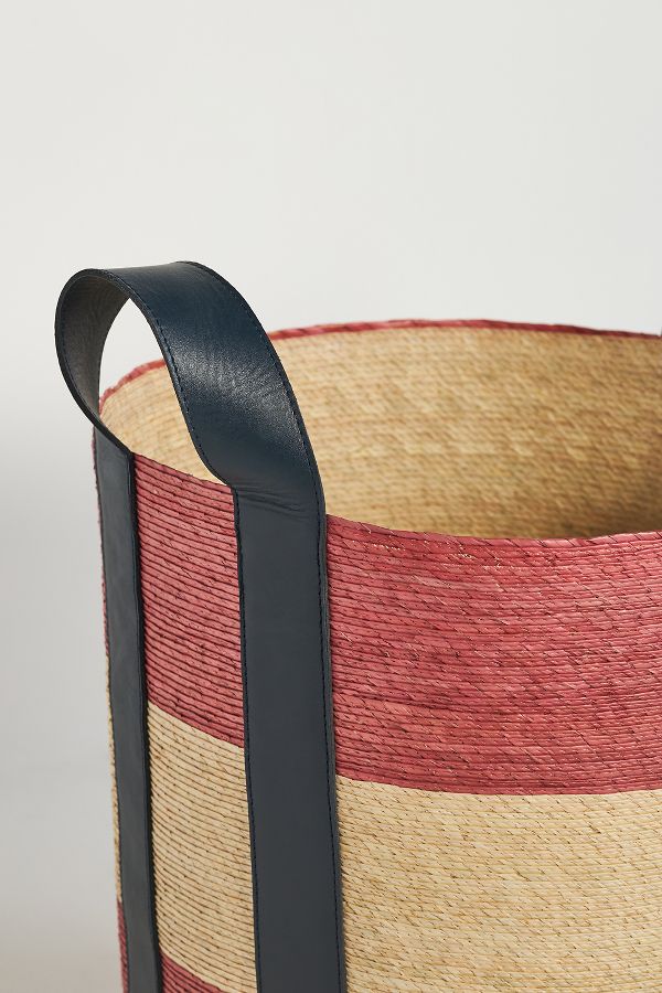 Slide View: 3: Dakota Woven Palm & Leather Basket