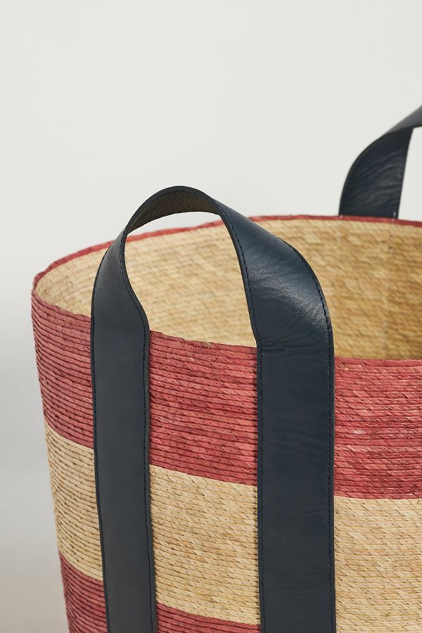 Slide View: 5: Dakota Woven Palm & Leather Basket