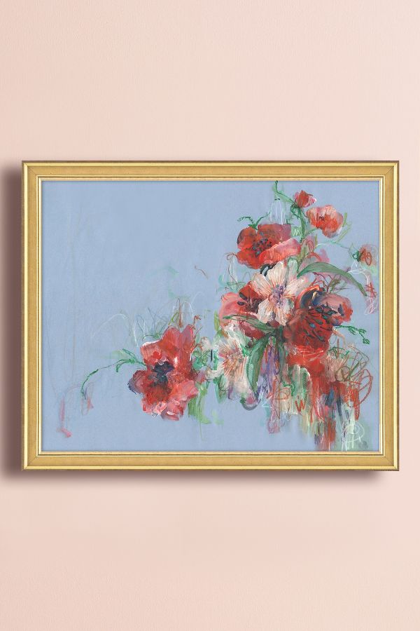 Vista diapositiva: 1: Bouquet rosso su grigio di Sonal Nathwani Framed Wall Art