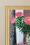 Thumbnail View 2: Peonies with Gingham Curtain by Naomi Munuo Framed Wall Art