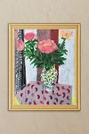 Thumbnail View 1: Peonies with Gingham Curtain by Naomi Munuo Framed Wall Art