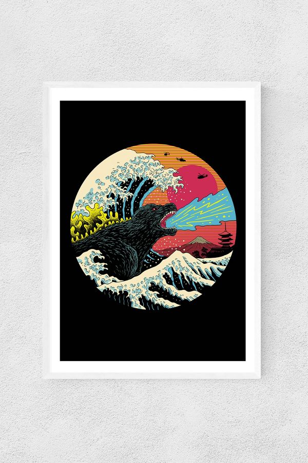 Vista de diapositivas: 1: Retro Wave Kaiju Wall Art