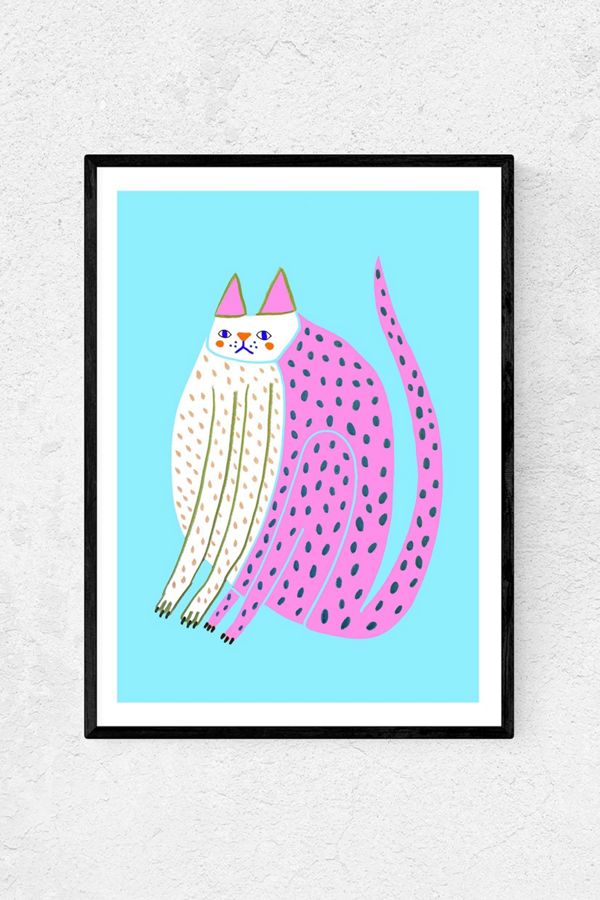 Blue Pink Cat Wall Art Anthropologie Uk