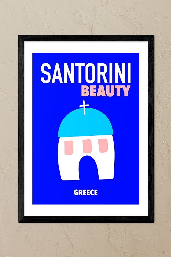 Slide View: 1: East End Prints Santorini Beauty Greece Black Framed Art Print