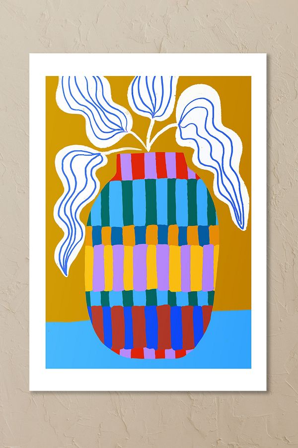 Slide View: 2: East End Prints Striped Pot Wall Art Print