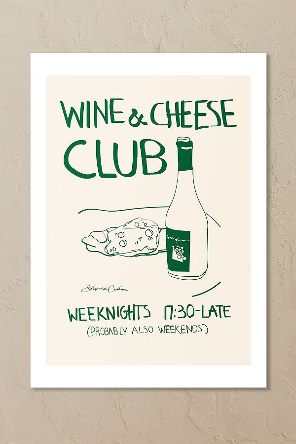 Slide View: 2: East End Prints Wine Cheese Wall Art Print