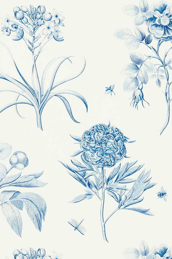 Slide View: 1: Sanderson Etchings & Roses Wallpaper