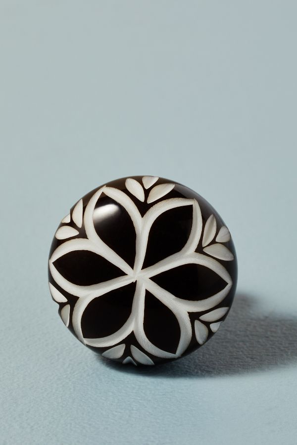 Slide View: 2: Resin Carved Floral Knob