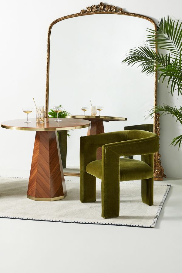 Slide View: 2: Effie Velvet Tripod Dining Chair