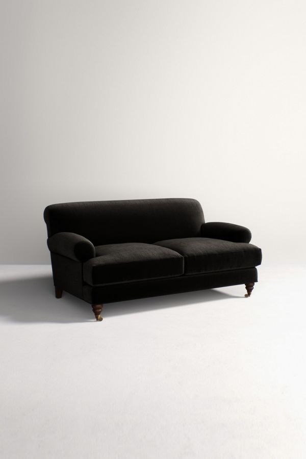 Willoughby Slub Velvet Sofa With Hickory Leg