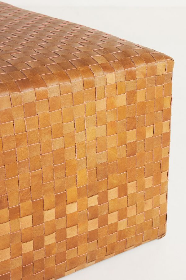 Slide View: 7: Cove Woven Leather Ottoman