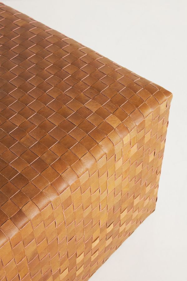 Slide View: 3: Cove Woven Leather Ottoman