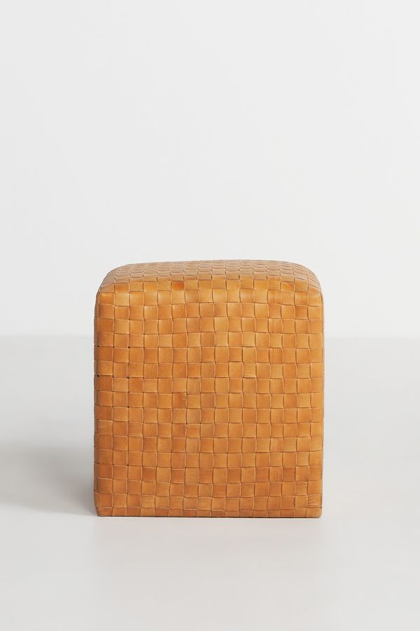 Slide View: 2: Cove Woven Leather Ottoman