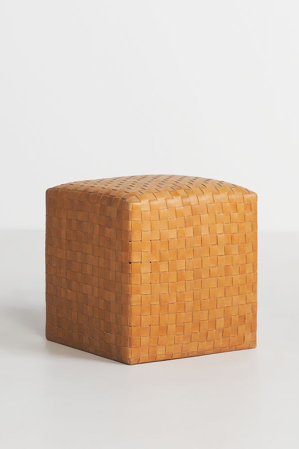 Slide View: 1: Cove Woven Leather Ottoman