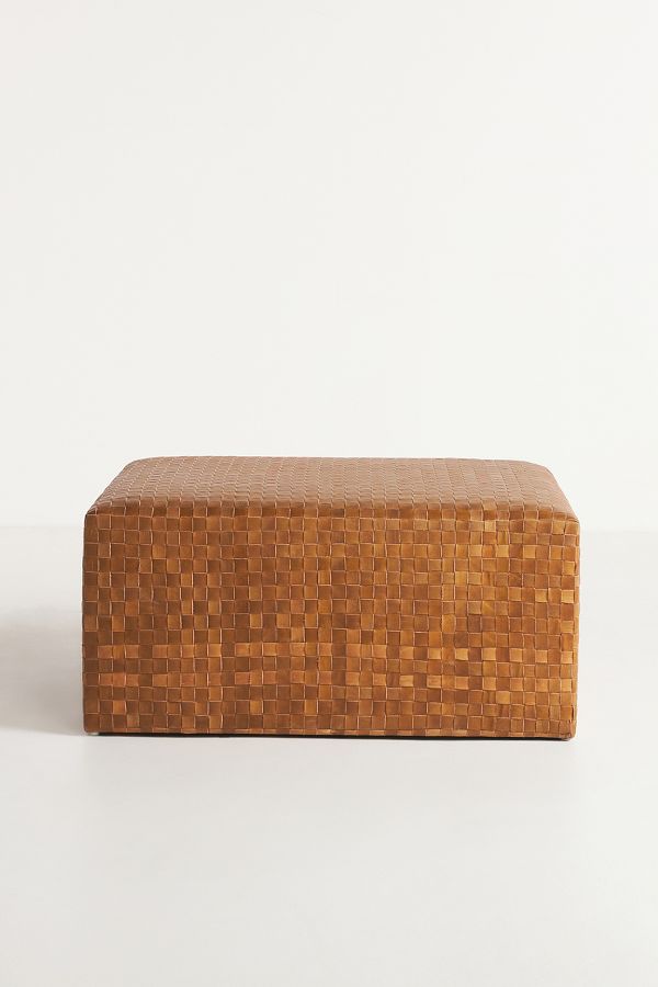 Slide View: 5: Cove Woven Leather Ottoman