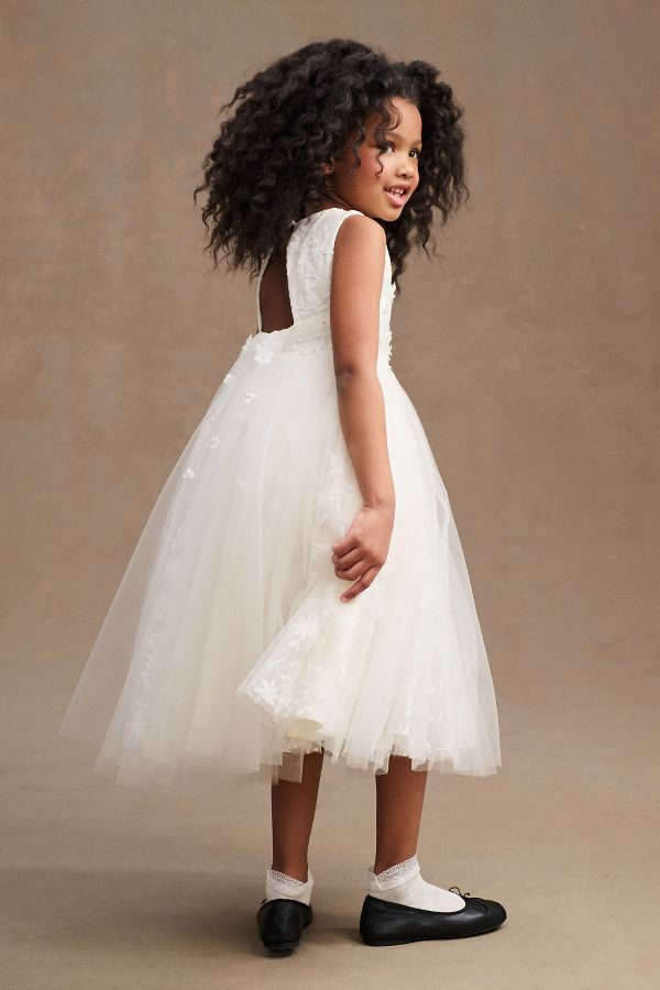 Slide View: 1: Princess Daliana Jessie Beaded Floral Tulle Flower Girl Dress