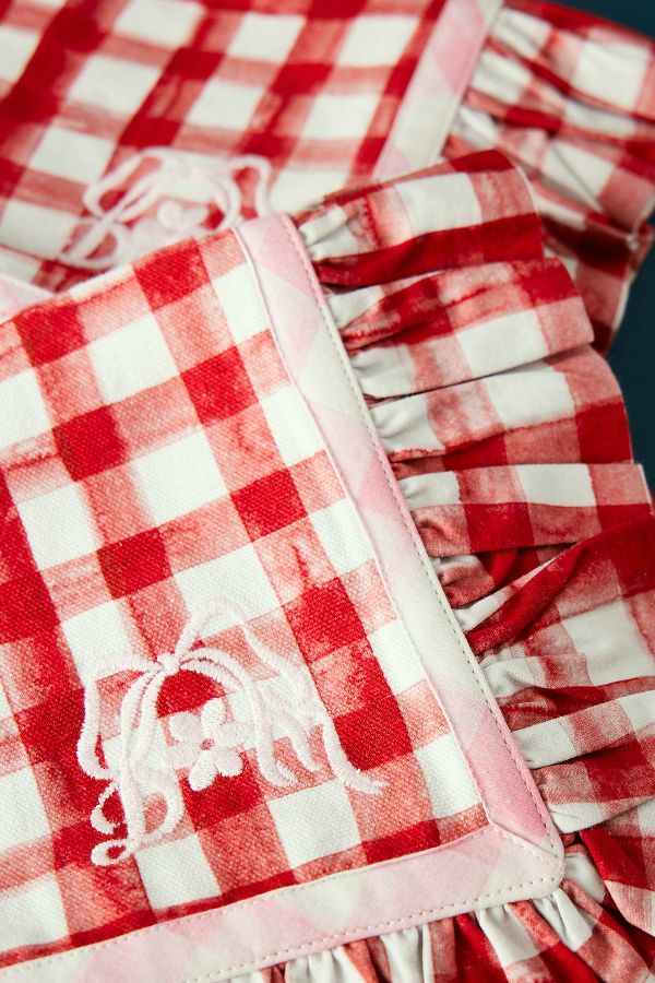 Slide View: 4: Damson Madder Gingham Ruffle Placemats, Set of 2