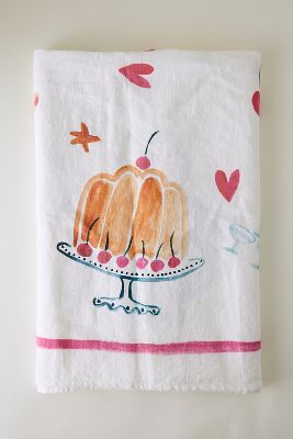 Dinette Illustrated Linen Tablecloth