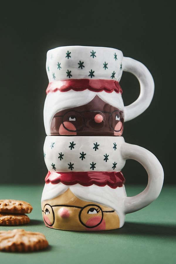 Slide View: 2: Isabela Dos Santos Mr & Mrs Claus Stoneware Mug