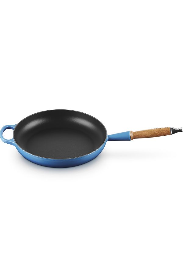 Slide View: 3: Le Creuset Cast Iron Frying Pan with Wooden Handle, 28cm