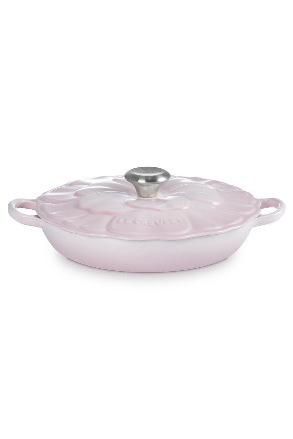 Slide View: 2: Le Creuset Cast Iron Petal Shallow Casserole