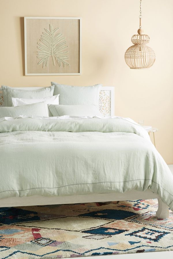 Stitched Linen Duvet Cover Anthropologie