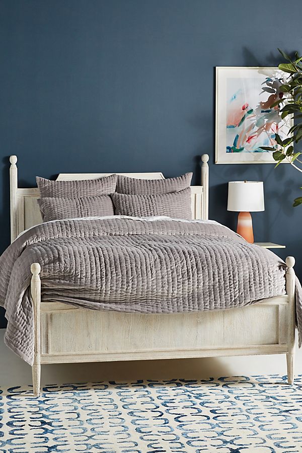 Slide View: 1: Kantha-Stitched Velvet Quilt