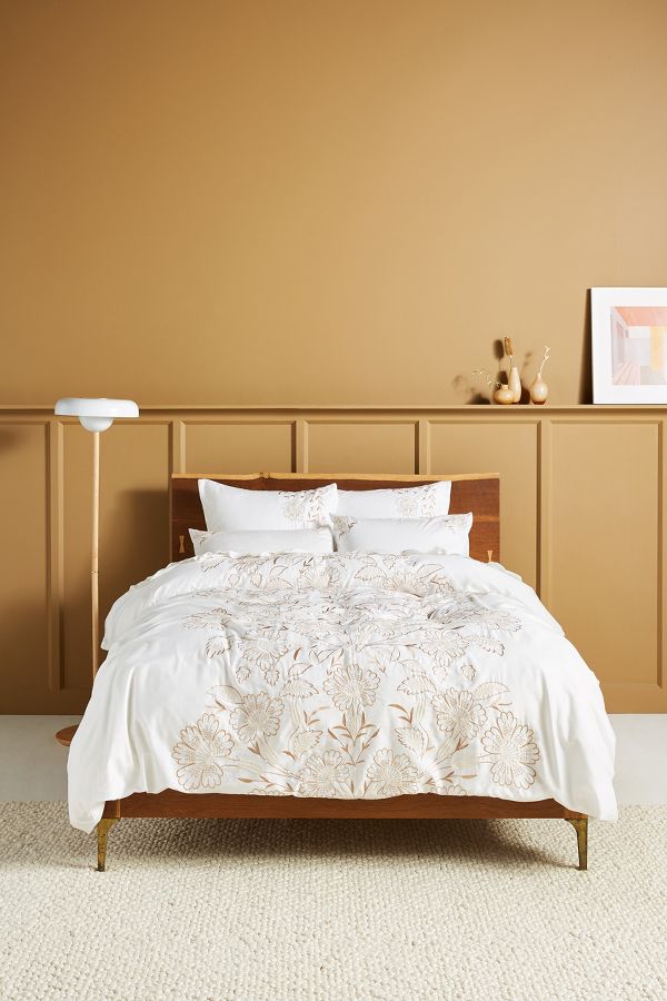 Embroidered Saffron Duvet Cover Anthropologie