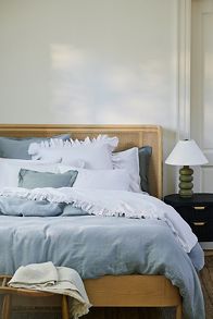 Slide View: 8: Organic Cotton Spa Sateen Ruffled Duvet Cover