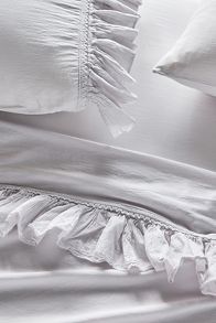 Slide View: 2: Organic Cotton Spa Sateen Ruffled Sheet Set