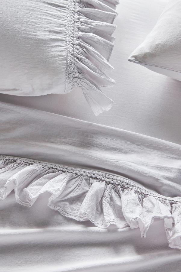 Slide View: 2: Organic Cotton Spa Sateen Ruffled Sheet Set