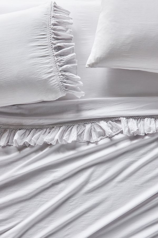 Slide View: 1: Organic Cotton Spa Sateen Ruffled Sheet Set