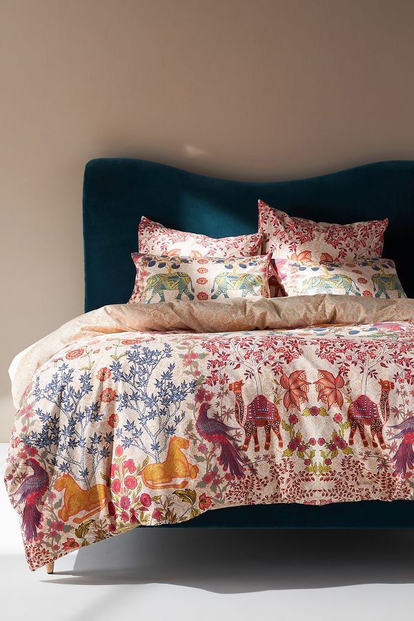 Slide View: 1: Matteo Cotton Slub Printed Duvet Cover