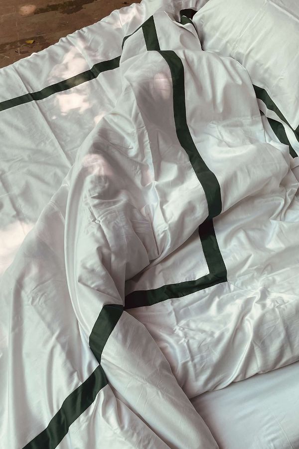 Slide View: 1: Sukun Notting Hill Green Cotton Sateen Bedding Set