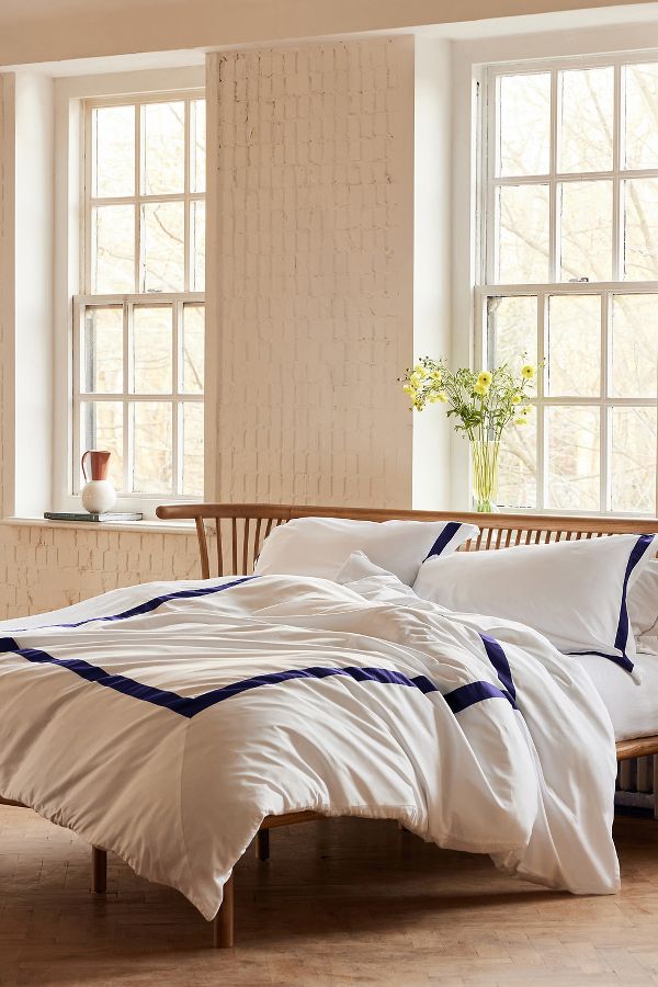 Slide View: 1: Sukun Notting Hill Navy Cotton Sateen Bedding Set