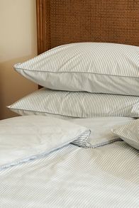 Slide View: 2: Dip & Doze Reversible Blue Stripe Organic Cotton Duvet Cover