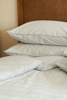 Dip & Doze Blue Stripe Reversible Organic Cotton Pillowcase, Set of 2