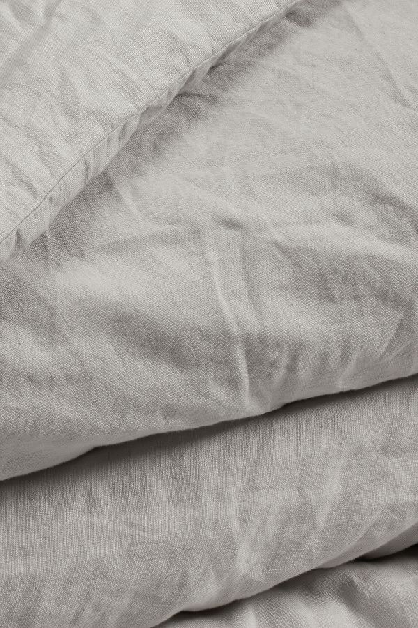 Slide View: 1: Dip & Doze Dove Grey Washed Linen Duvet Cover