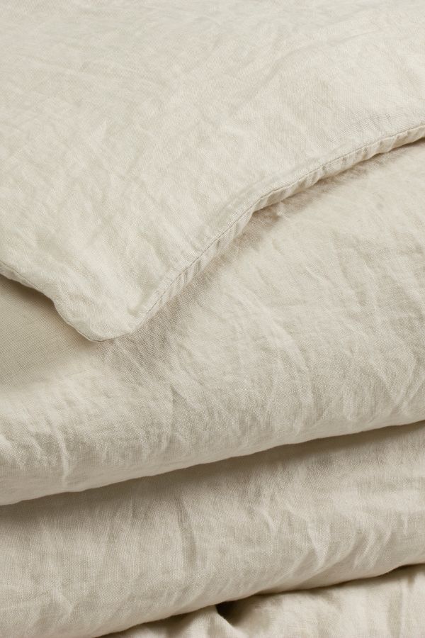 Slide View: 1: Dip & Doze Almond Washed Linen Duvet Cover