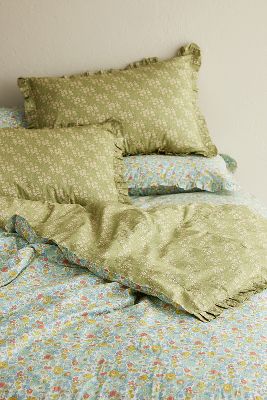 Coco & Wolf Betsy Sage & Capel Pistachio Ruffle Quilted Bedspread