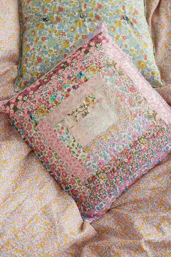 Slide View: 1: Coco & Wolf Pink Patchwork Square Cushion