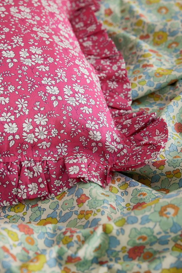 Slide View: 3: Coco & Wolf Betsy Sage & Capel Fuchsia Ruffle Square Cushion