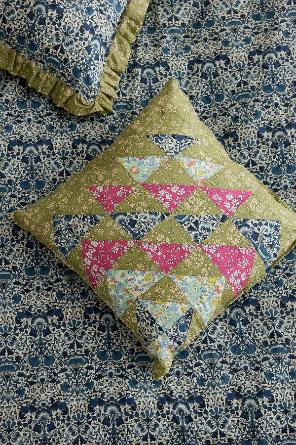 Slide View: 3: Coco & Wolf Capel Pistachio, Lodden & Betsy Sage Patchwork Square Cushion