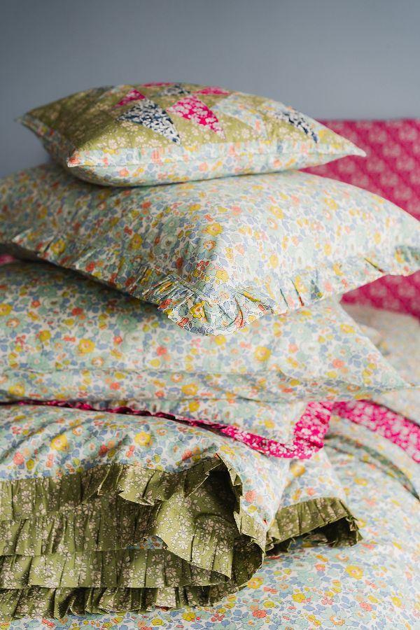 Slide View: 1: Coco & Wolf Capel Pistachio, Lodden & Betsy Sage Patchwork Square Cushion