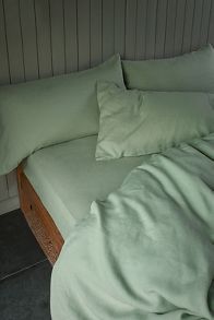 Slide View: 1: Piglet In Bed Sage Green Linen Fitted Sheet