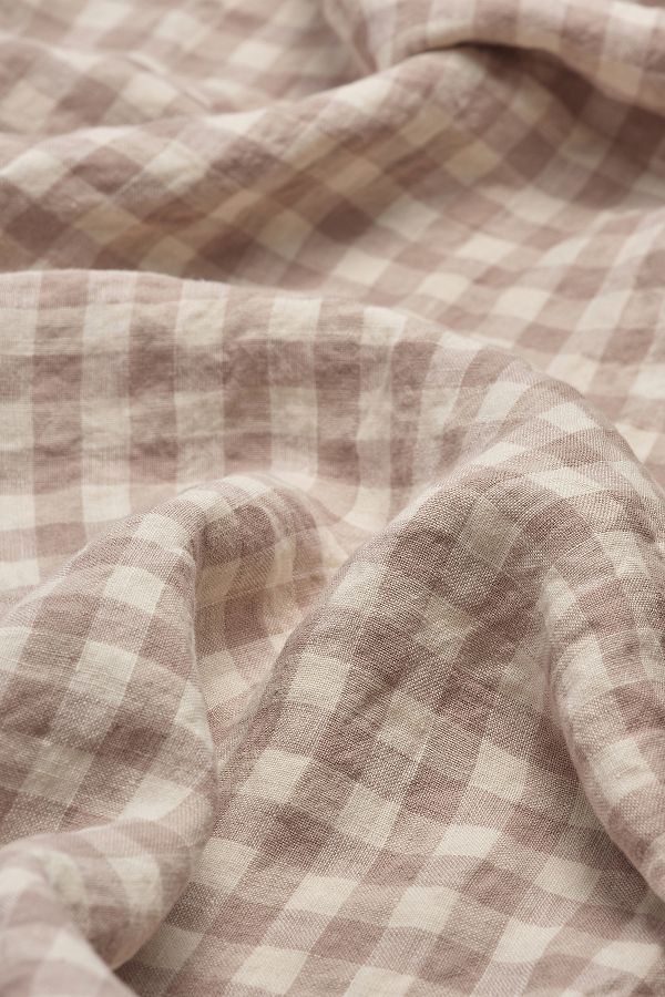 Slide View: 2: Piglet In Bed Mushroom Gingham Linen Duvet Cover